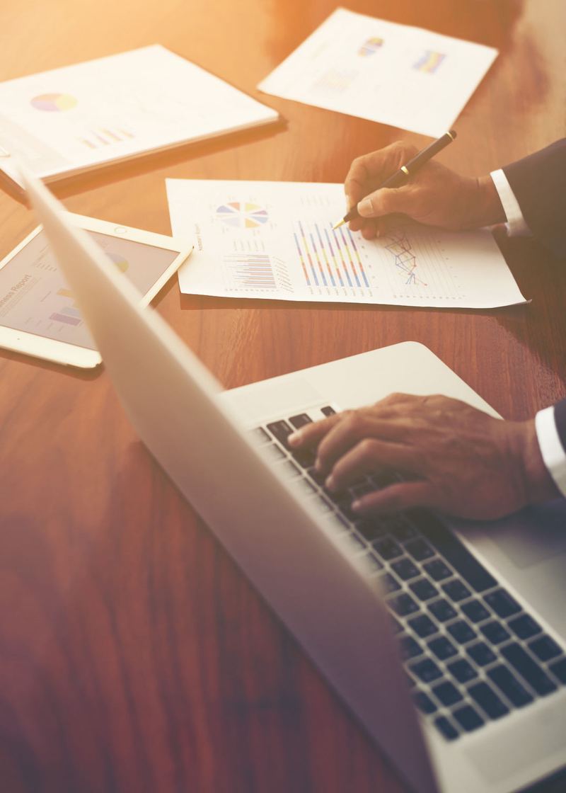 Accountant reviewing financial reports